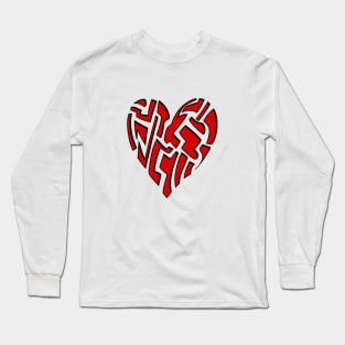 Fragmented Red Heart Long Sleeve T-Shirt